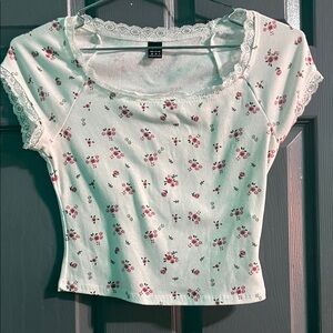 SHEIN White Floral Lace Blouse